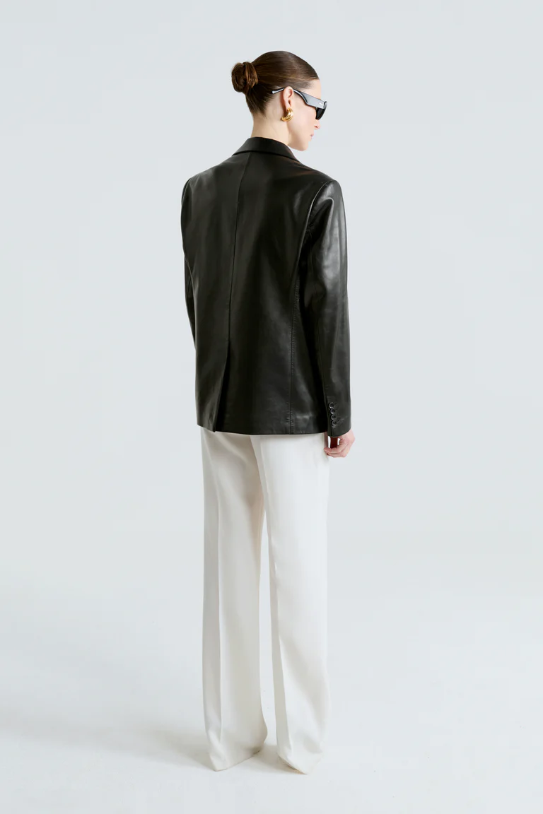 Valeria Black Leather Blazer