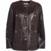 Brunello Cucinelli Dark Brown Leather Utility Jacket