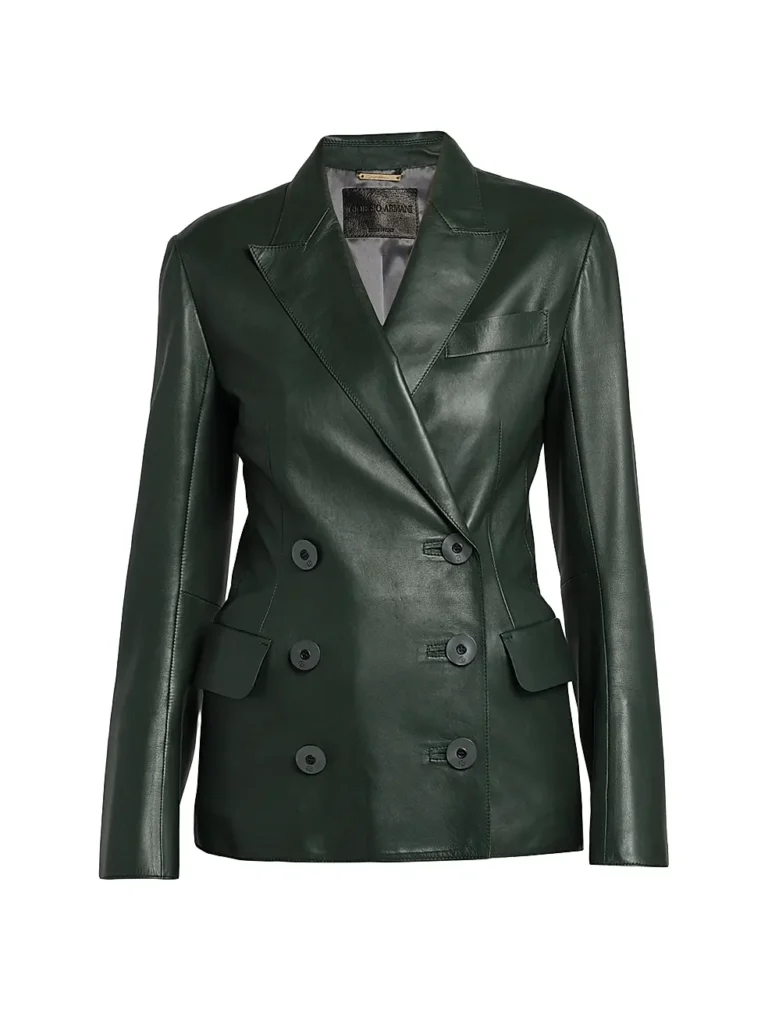 Giorgio Armani Forest Green Leather Blazer