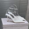 Jimmy Choo Saeda 85 Ivory Tulle Crystal Pumps