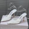 Jimmy Choo Saeda 85 Ivory Tulle Crystal Pumps