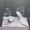 Jimmy Choo Saeda 85 Ivory Tulle Crystal Pumps