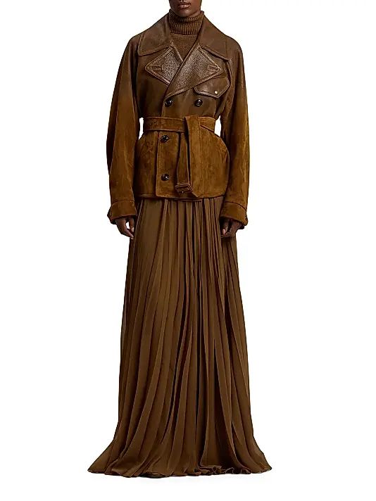 Ralph Lauren Distressed Brown Belted Leather Jacket