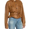 Saint Laurent Brown Belted Leather Jacket