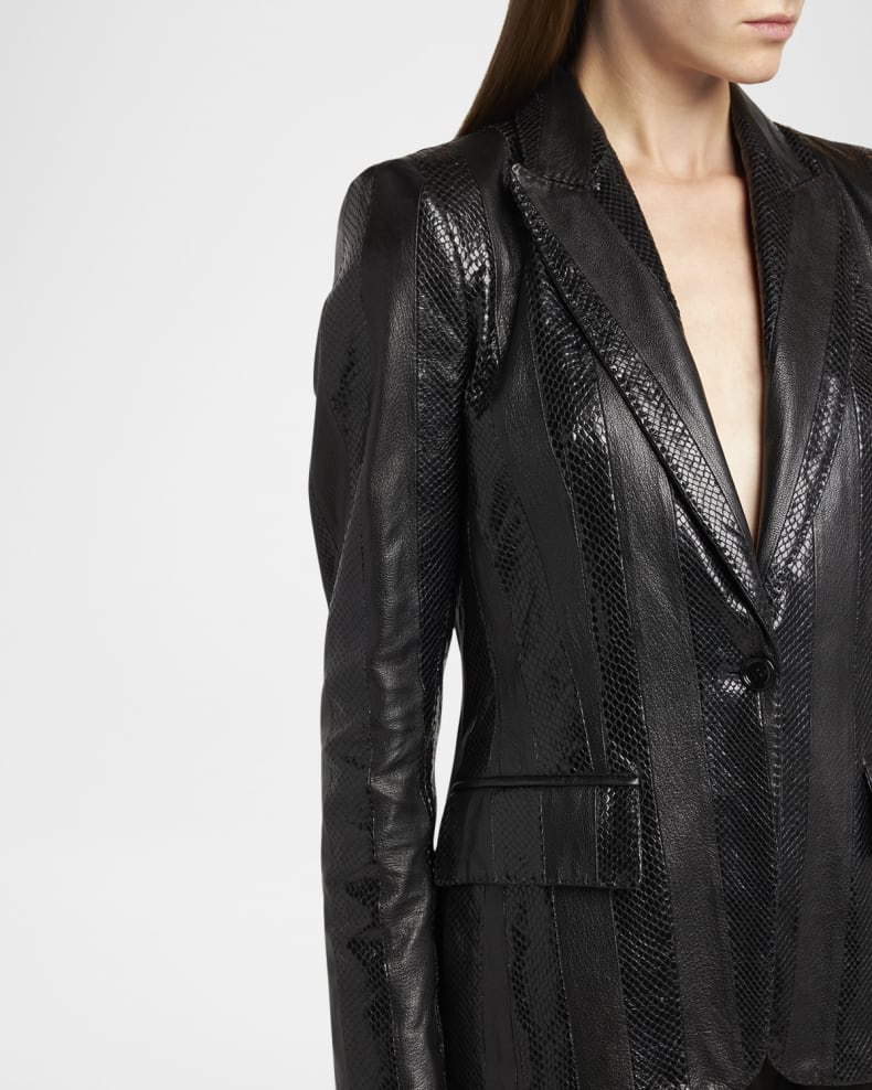 Tom Ford Black Snakeskin-Effect Leather Blazer