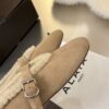 ALAÏA Shearling-Lined Suede Mary Jane Flats