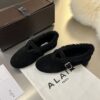 ALAÏA Shearling-Lined Suede Mary Jane Flats