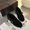 ALAÏA Shearling-Lined Suede Mary Jane Flats