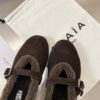 ALAÏA Shearling-Lined Suede Mary Jane Flats
