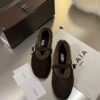 ALAÏA Shearling-Lined Suede Mary Jane Flats