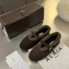 ALAÏA Shearling-Lined Suede Mary Jane Flats