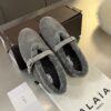 ALAÏA Shearling-Lined Suede Mary Jane Flats