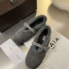 ALAÏA Shearling-Lined Suede Mary Jane Flats