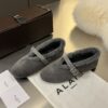 ALAÏA Shearling-Lined Suede Mary Jane Flats
