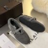 ALAÏA Shearling-Lined Suede Mary Jane Flats