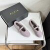 ALAÏA Shearling-Lined Suede Mary Jane Flats