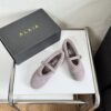 ALAÏA Shearling-Lined Suede Mary Jane Flats