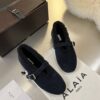 ALAÏA Shearling-Lined Suede Mary Jane Flats