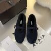 ALAÏA Shearling-Lined Suede Mary Jane Flats