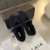 ALAÏA Shearling-Lined Suede Mary Jane Flats