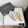 ALAÏA Shearling-Lined Suede Mary Jane Flats