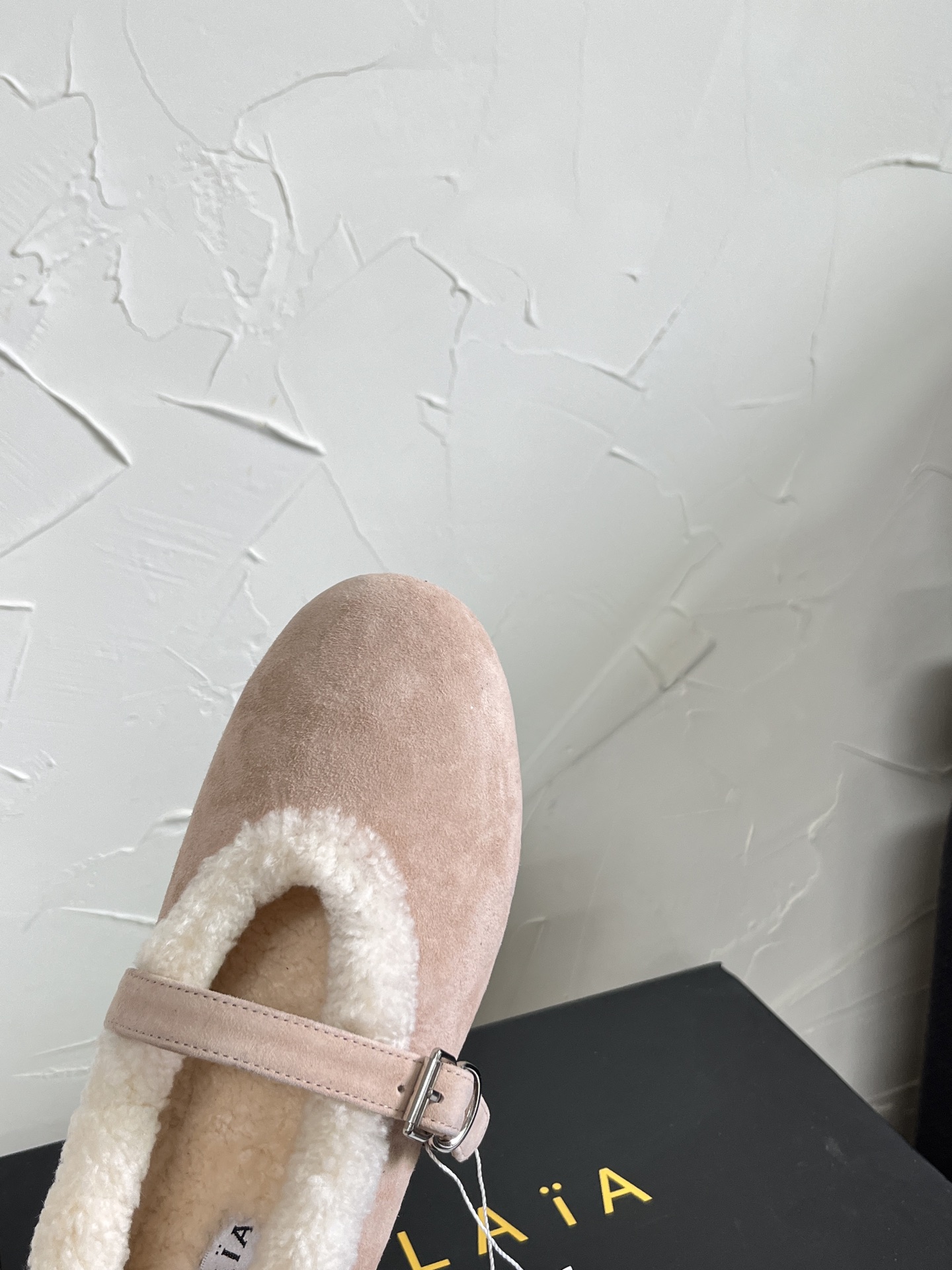 ALAÏA Shearling-Lined Suede Mary Jane Flats