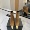 YSL SAINT LAURENT Anaïs 90 Suede Ankle Boots with Metal Cap Toe