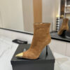 YSL SAINT LAURENT Anaïs 90 Suede Ankle Boots with Metal Cap Toe
