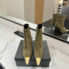 YSL SAINT LAURENT Anaïs 90 Suede Ankle Boots with Metal Cap Toe