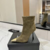 YSL SAINT LAURENT Anaïs 90 Suede Ankle Boots with Metal Cap Toe