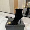 YSL SAINT LAURENT Anaïs 90 Suede Ankle Boots with Metal Cap Toe