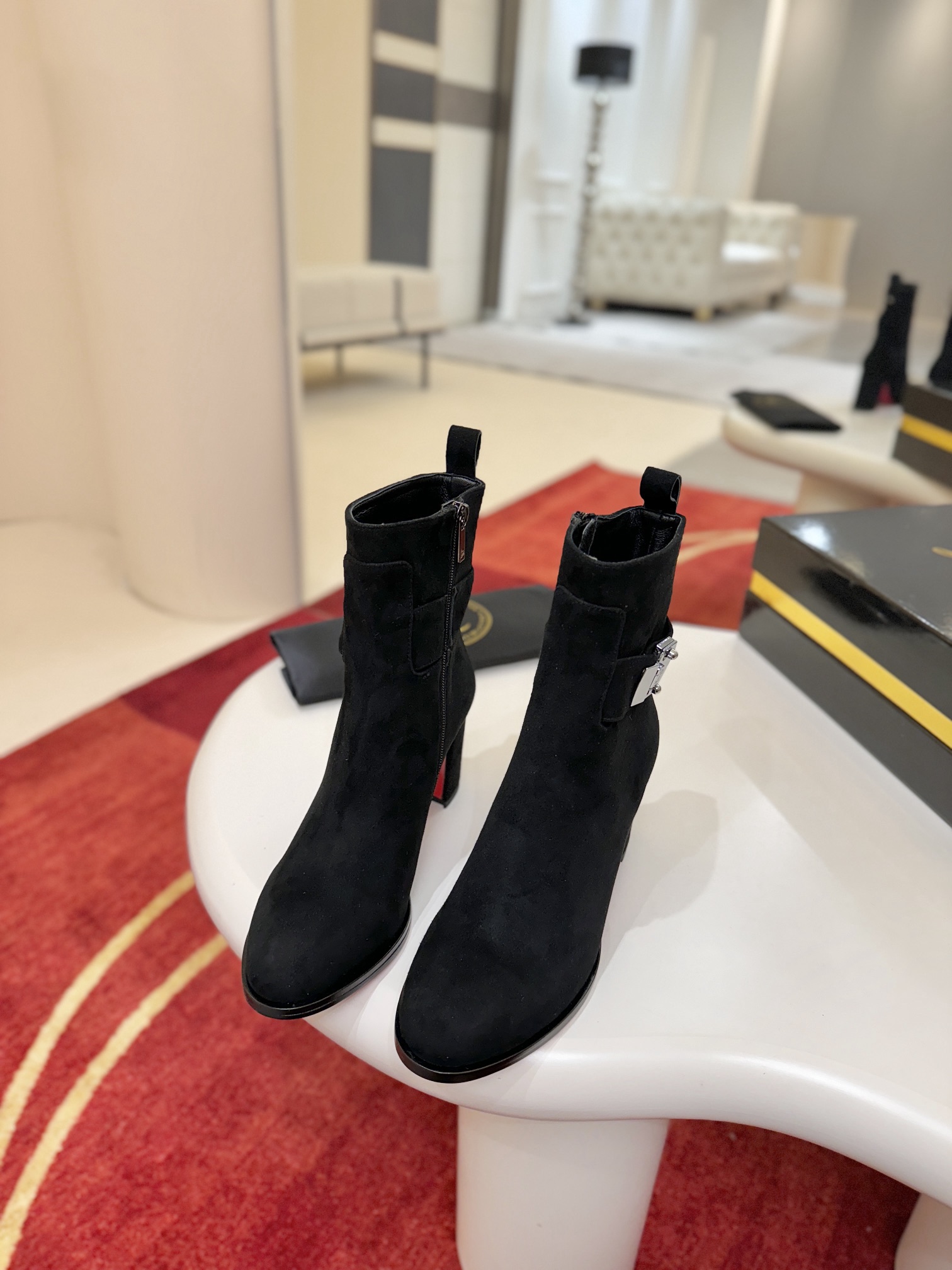 Christian Louboutin Booty Lock 70 mm – Black Suede 1