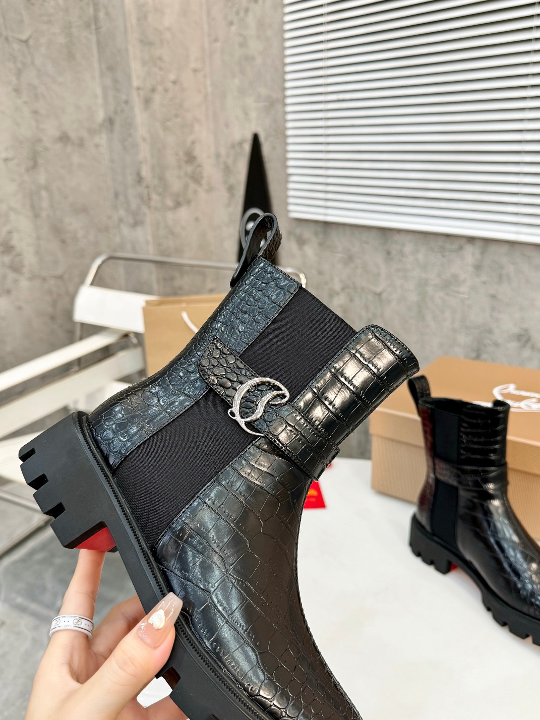 Christian Louboutin Chelsea Booty Lug Boots 23