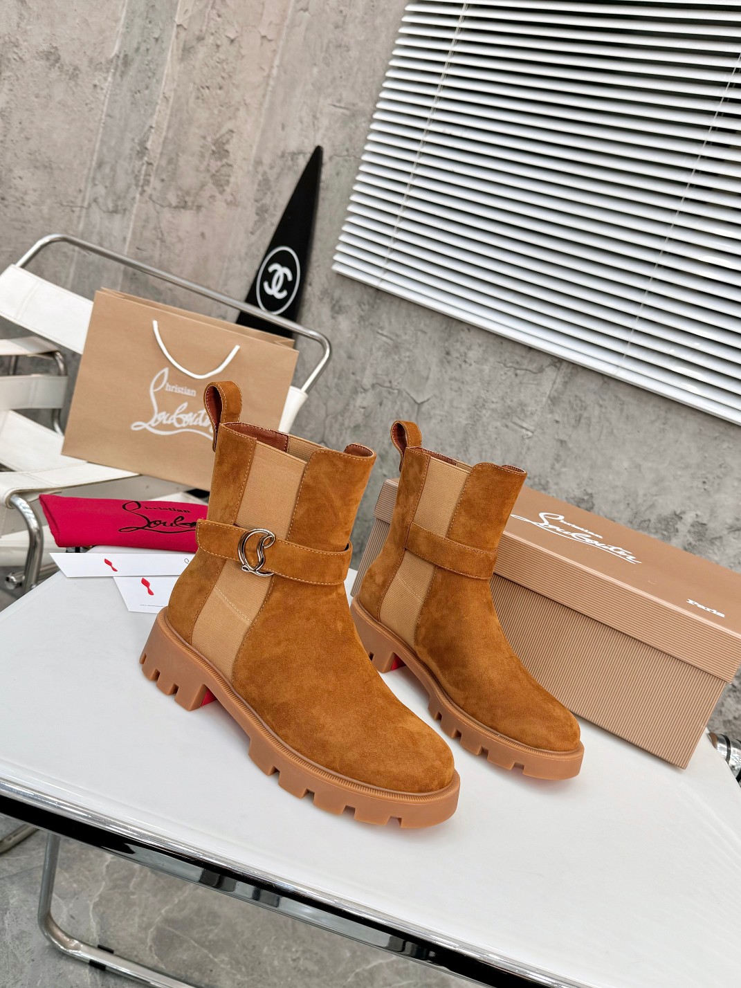 Christian Louboutin Chelsea Booty Lug Boots 25