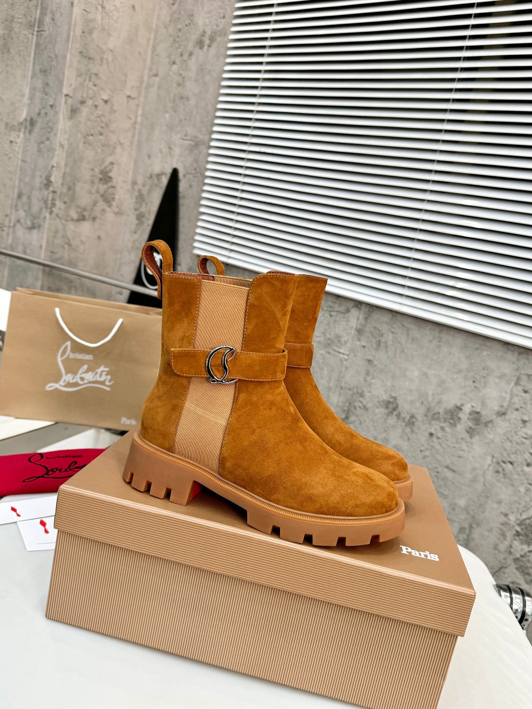 Christian Louboutin Chelsea Booty Lug Boots 26