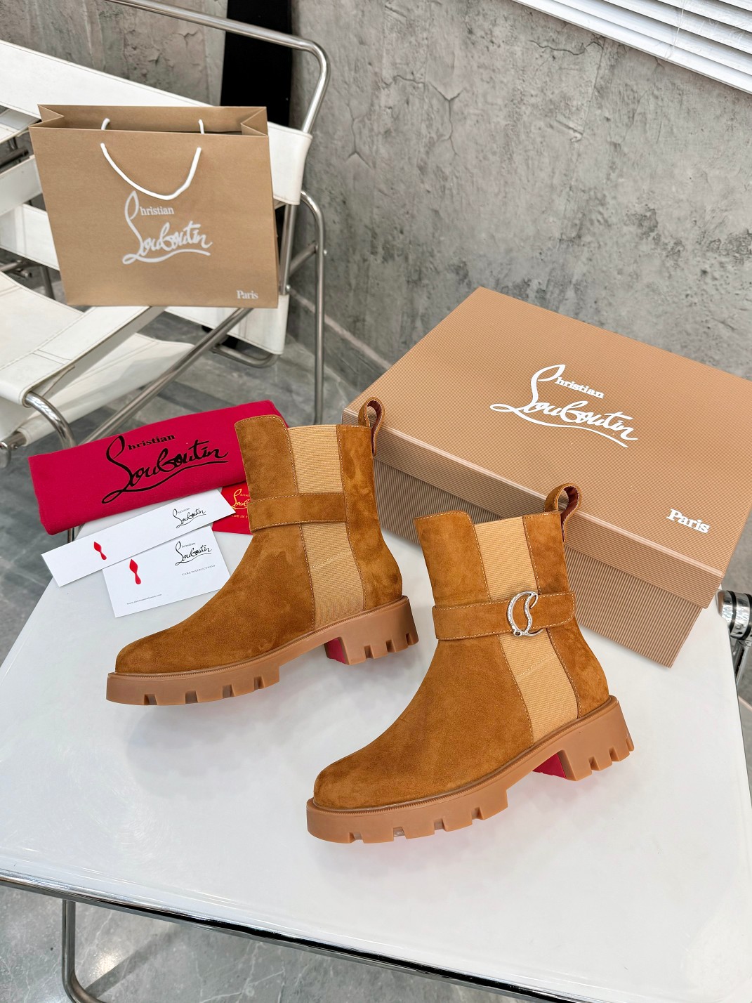 Christian Louboutin Chelsea Booty Lug Boots 28