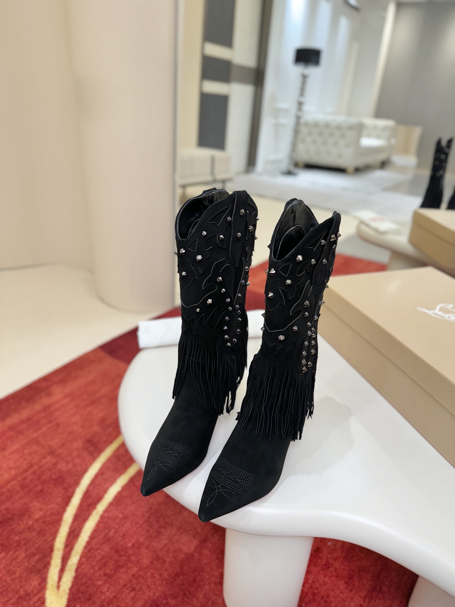 Christian Louboutin Santia Fringe 85 mm Boots 10