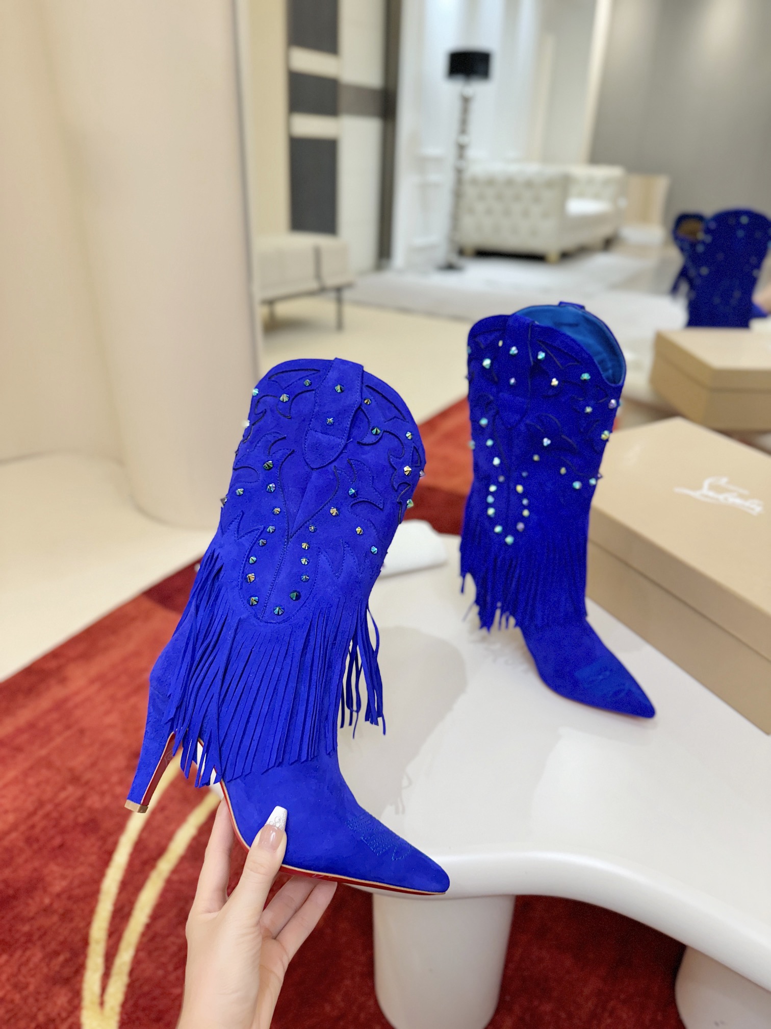 Christian Louboutin Santia Fringe 85 mm Boots 22