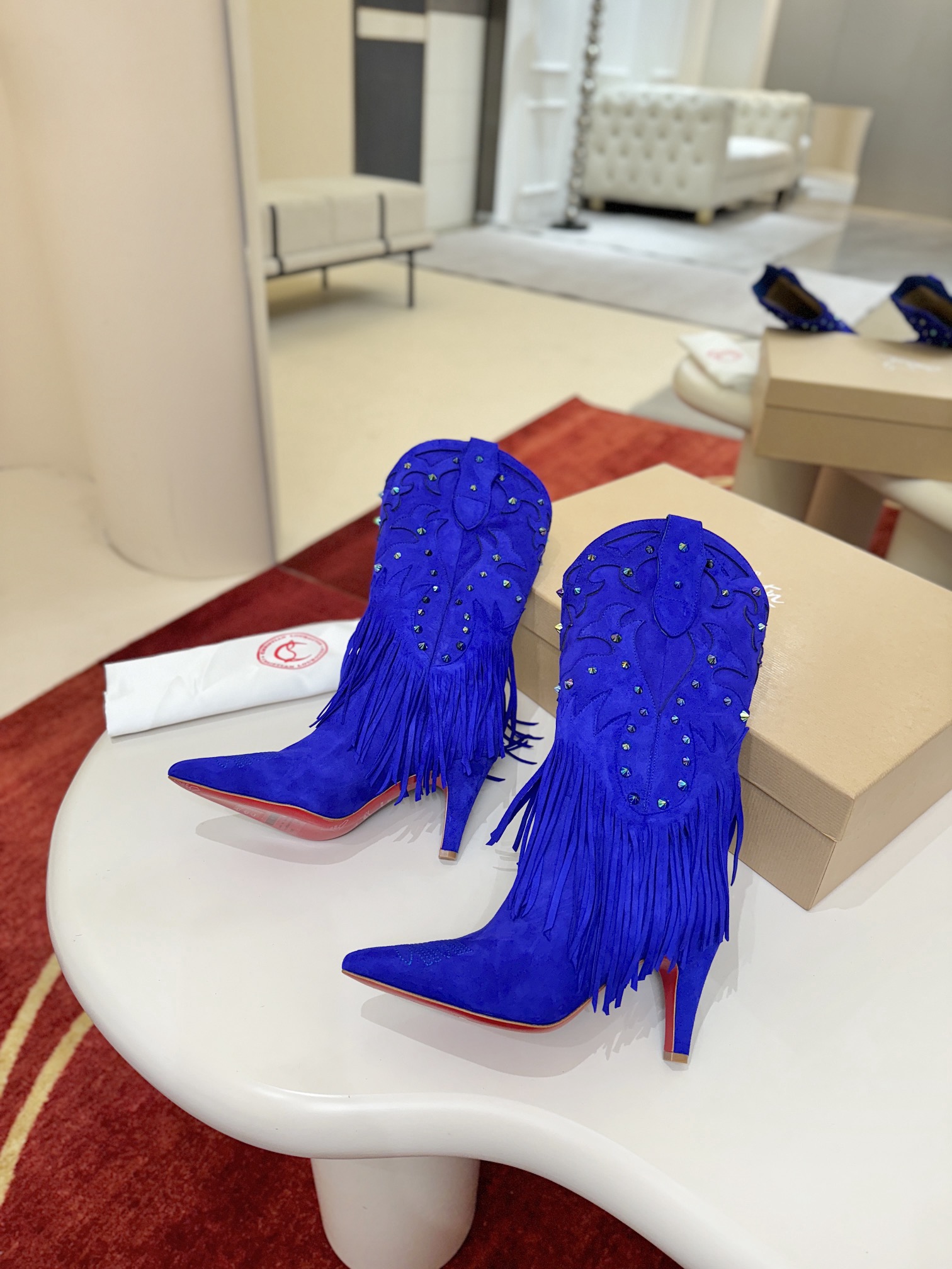Christian Louboutin Santia Fringe 85 mm Boots 23