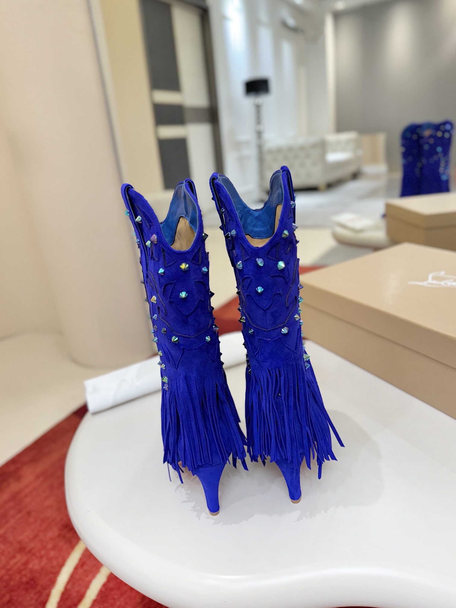 Christian Louboutin Santia Fringe 85 mm Boots 26