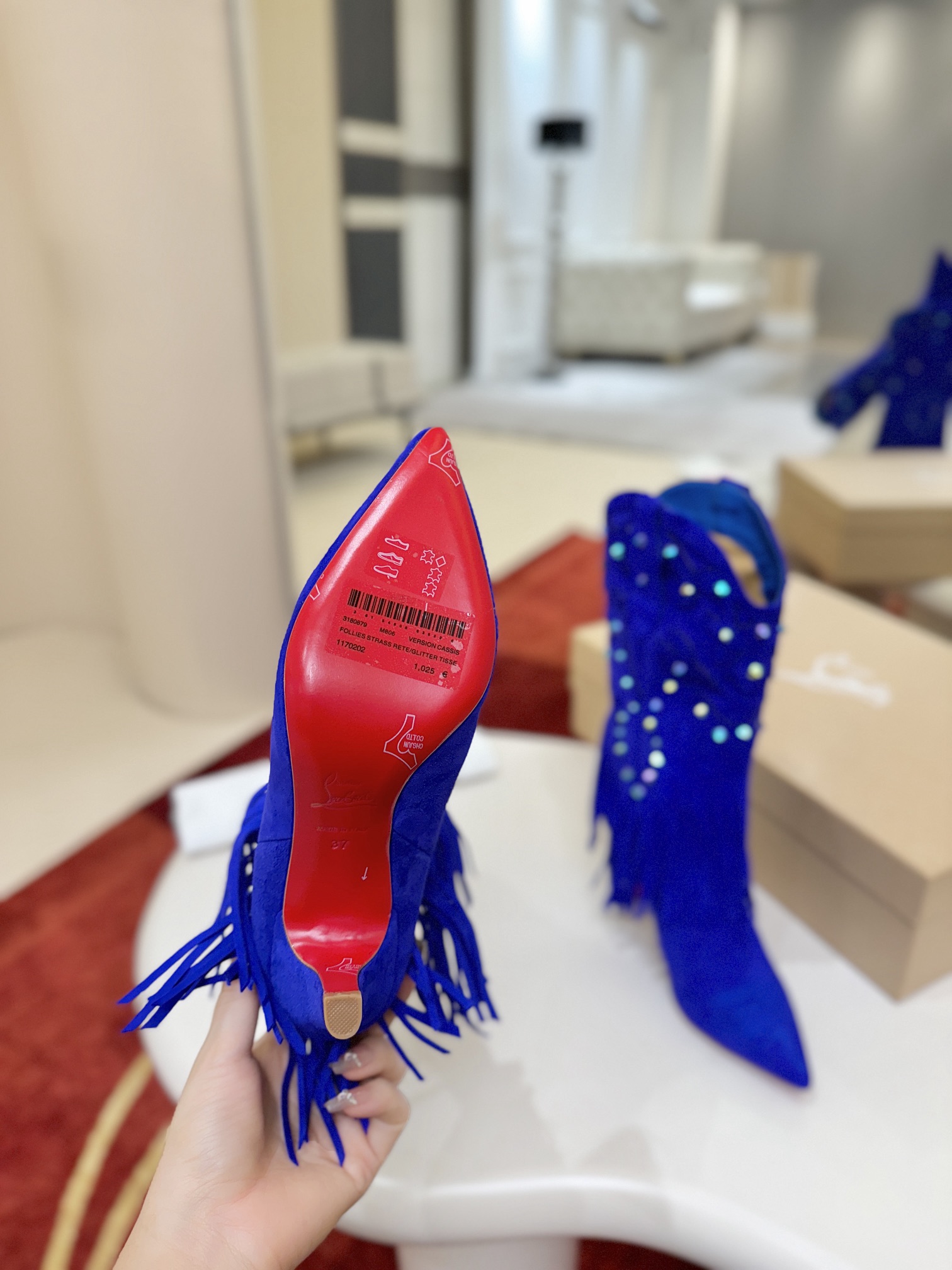 Christian Louboutin Santia Fringe 85 mm Boots 27