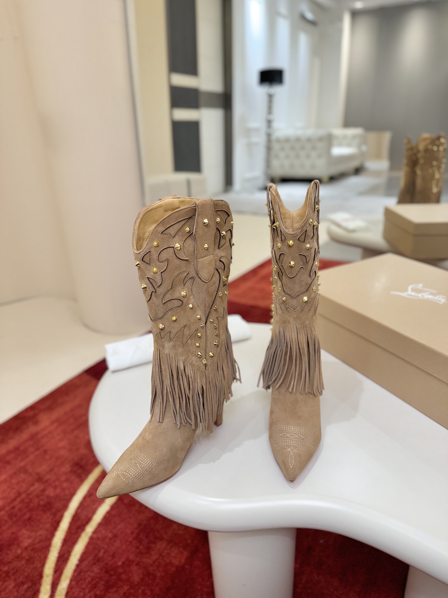 Christian Louboutin Santia Fringe 85 mm Boots 30