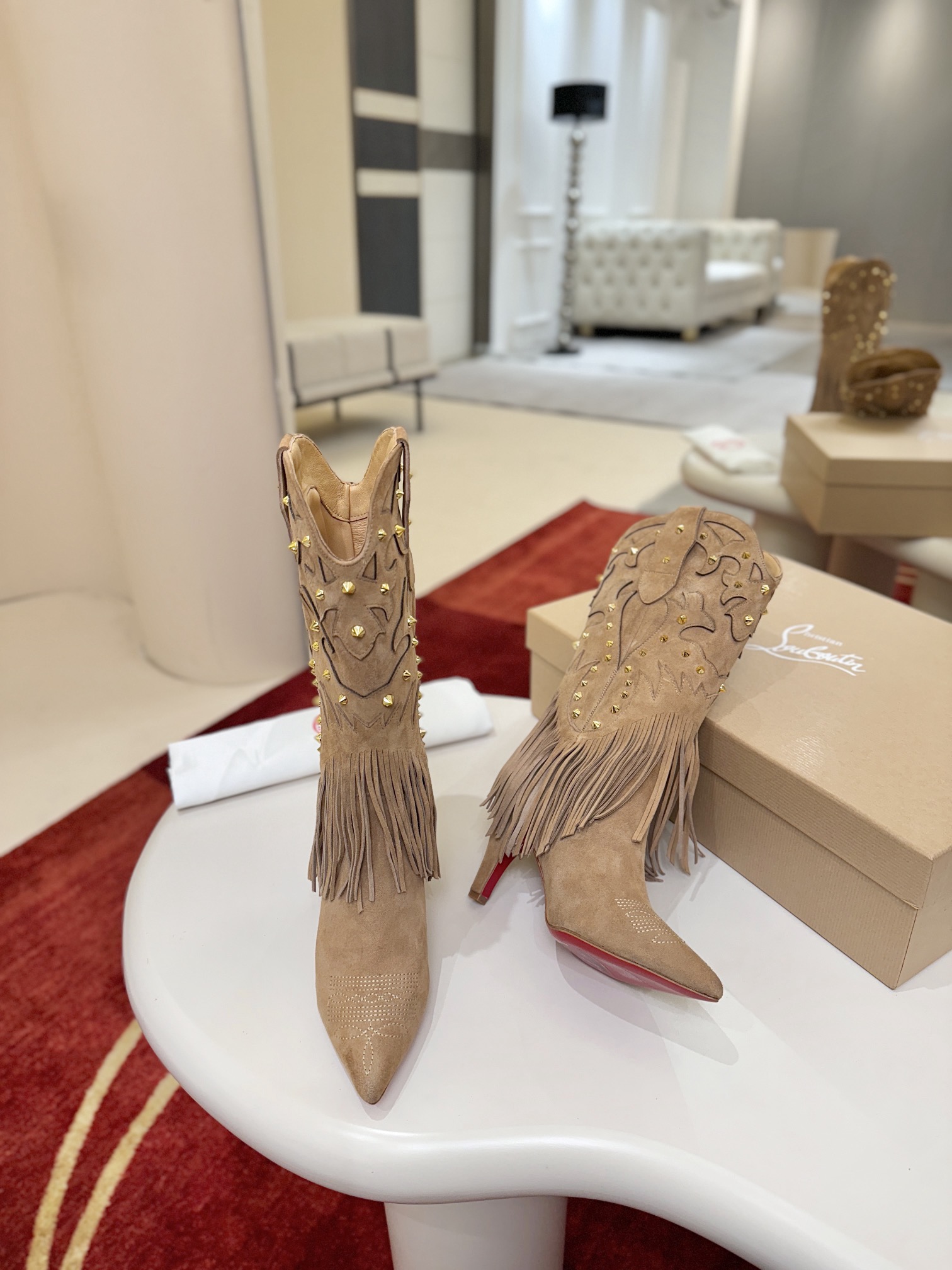 Christian Louboutin Santia Fringe 85 mm Boots 31