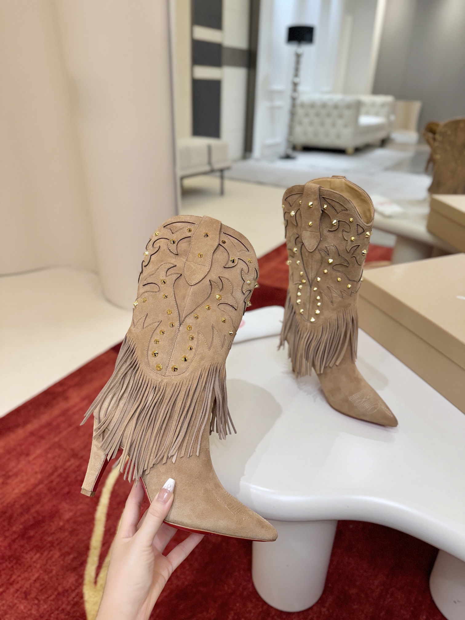 Christian Louboutin Santia Fringe 85 mm Boots 33