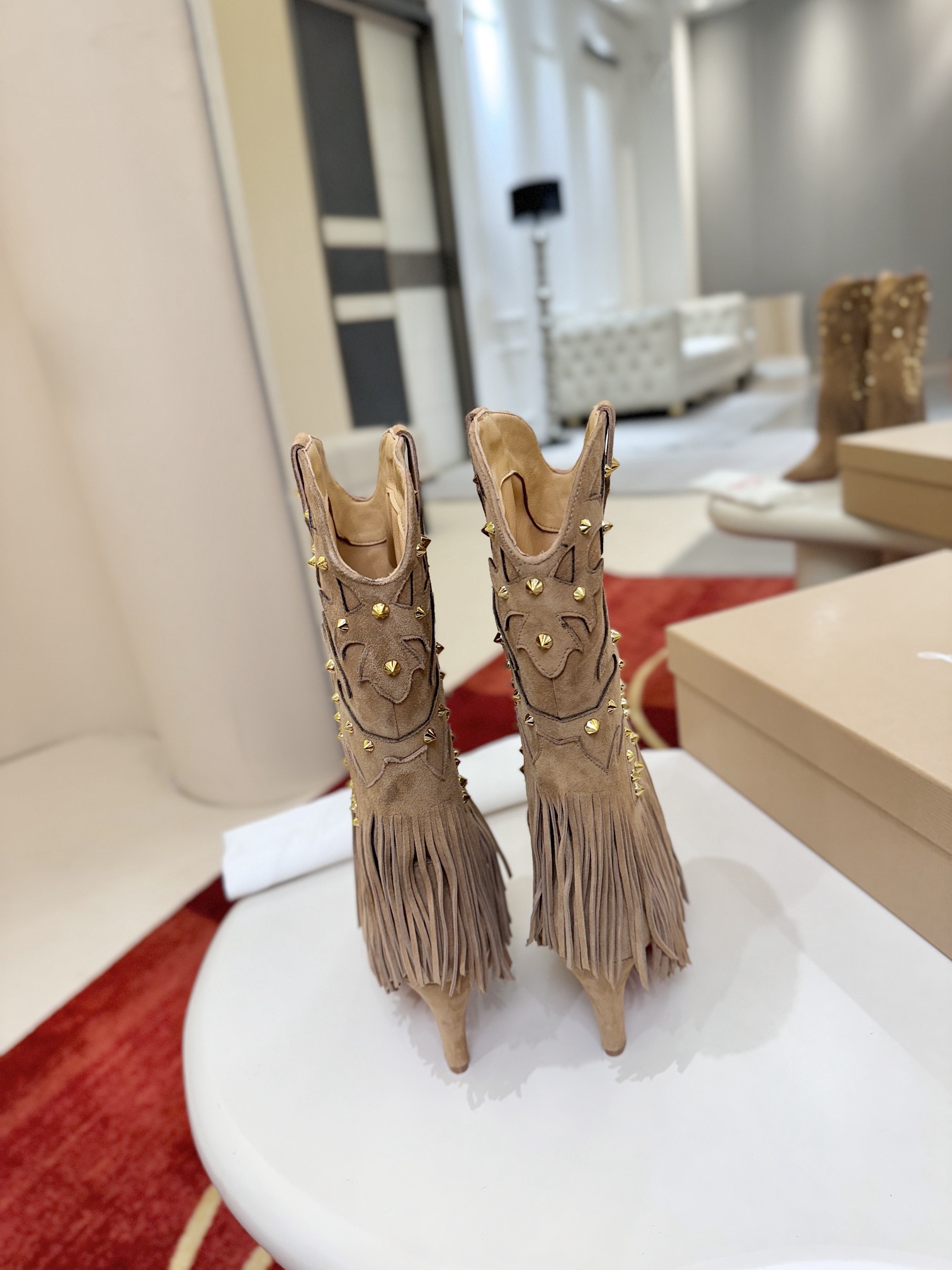 Christian Louboutin Santia Fringe 85 mm Boots 34