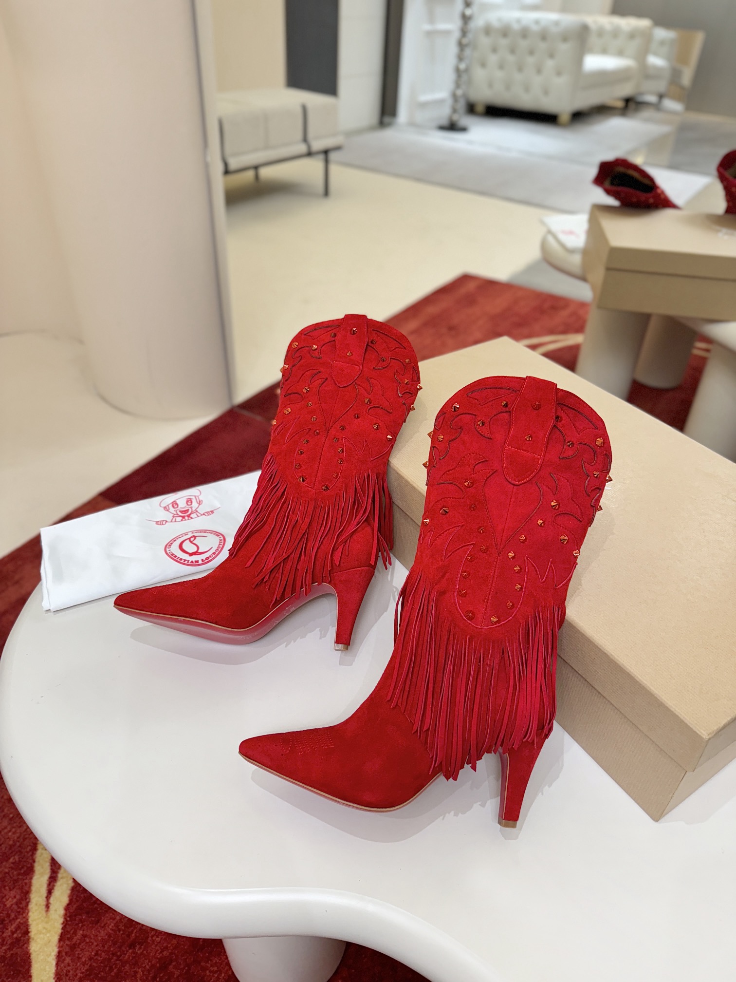 Christian Louboutin Santia Fringe 85 mm Boots 6