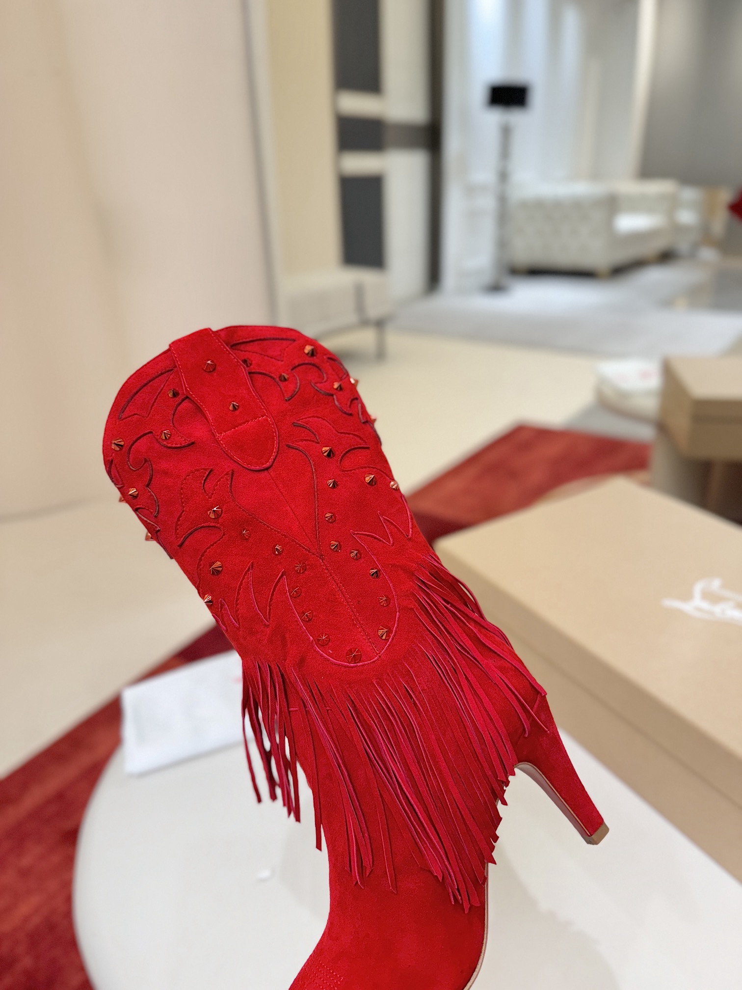 Christian Louboutin Santia Fringe 85 mm Boots 8