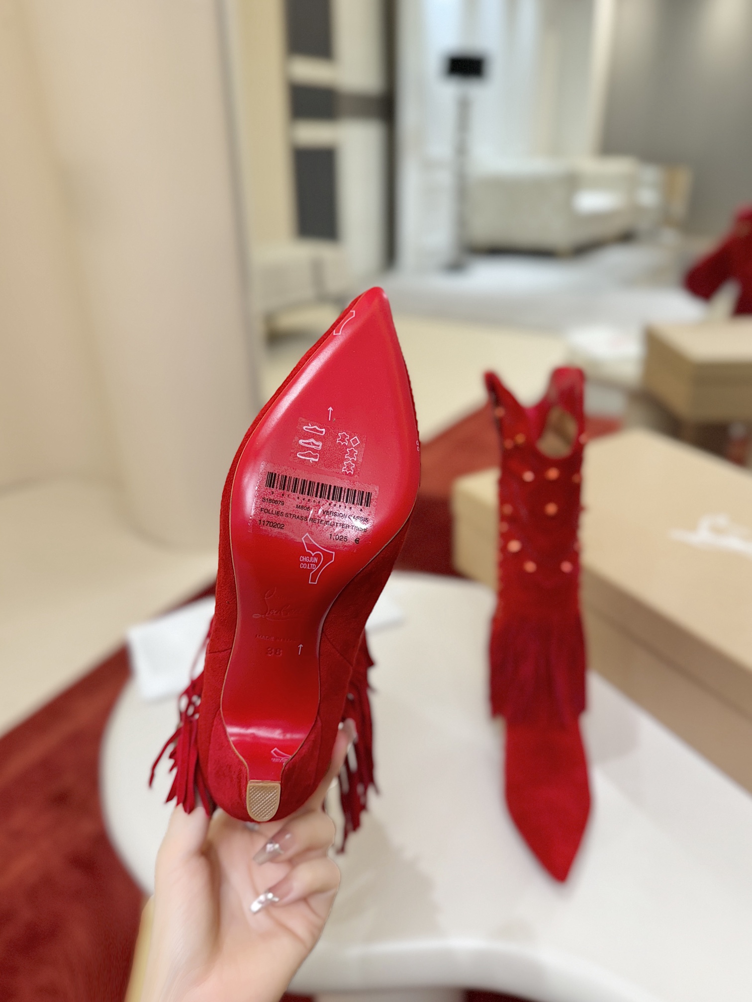 Christian Louboutin Santia Fringe 85 mm Boots 9