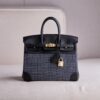 Hermès Birkin 25 – Toile Quadrille & Noir Leather