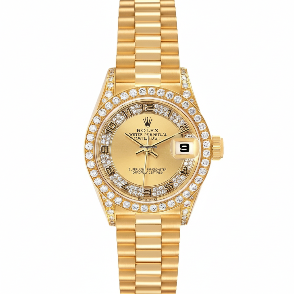 Rolex Datejust Oyster Perpetual – Diamond Bezel Champagne Dial Gold Watch